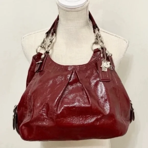 Coach | Bags | Coach Maggie Mia Patent Leather Hobo Bag Cranberry